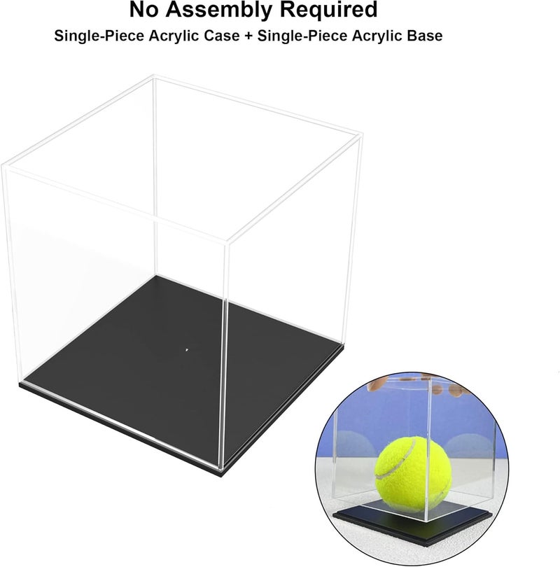 SVENJBB Acrylic Display Case, 4x4x4 Inch Cube Box With Matte Black Base, Clear Single-Piece Case for Softball Collectibles Figurines Mini Figures - Image 3